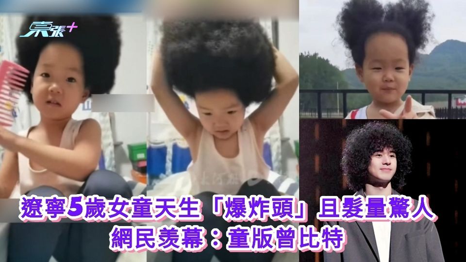 有片｜遼寧5歲女童天生「爆炸頭」且髮量驚人 網民羡幕：童版曾比特