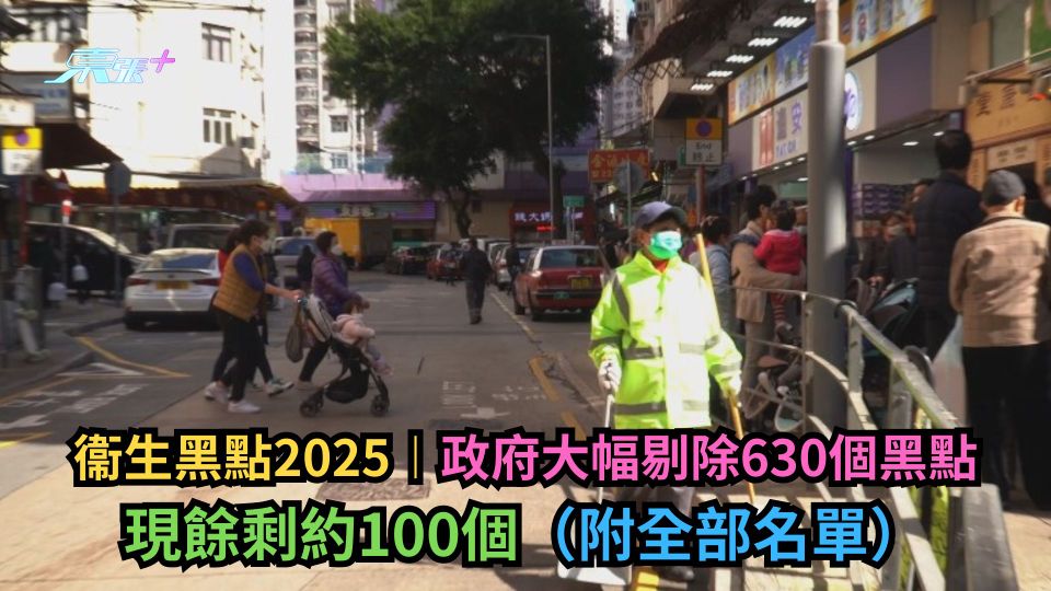衞生黑點2025︱政府大幅剔除630個黑點　現餘剩約100個（附全部名單）