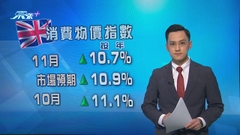 受惠汽車燃料價格下跌 英國上月通脹率由41年高位回落