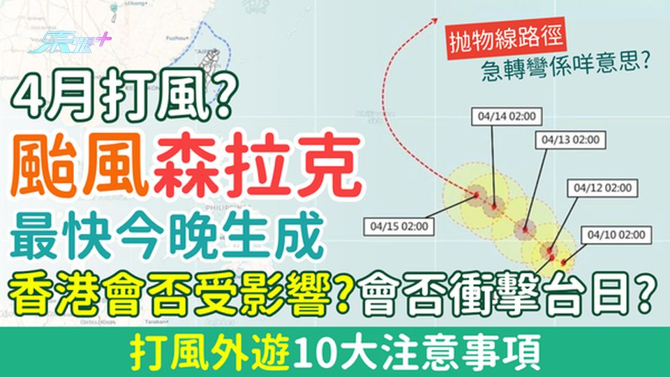 4月打風｜打風外遊10大注意事項 颱風森拉克最快今晚生成 香港會否受影響？會否衝擊台日？