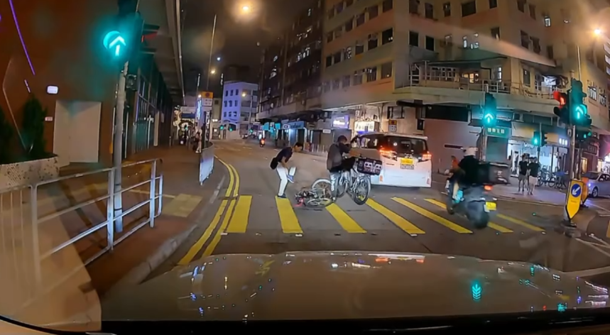 車Cam直擊｜電動單車衝紅燈直衝撞跌單車友