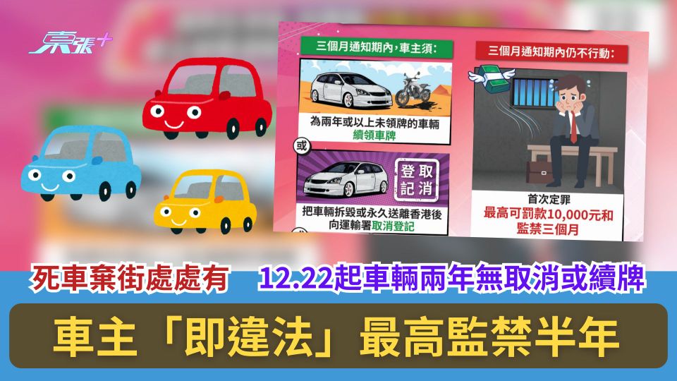 死車棄街處處有　12.22起車輛兩年無取消或續牌　車主「即違法」最高監禁半年