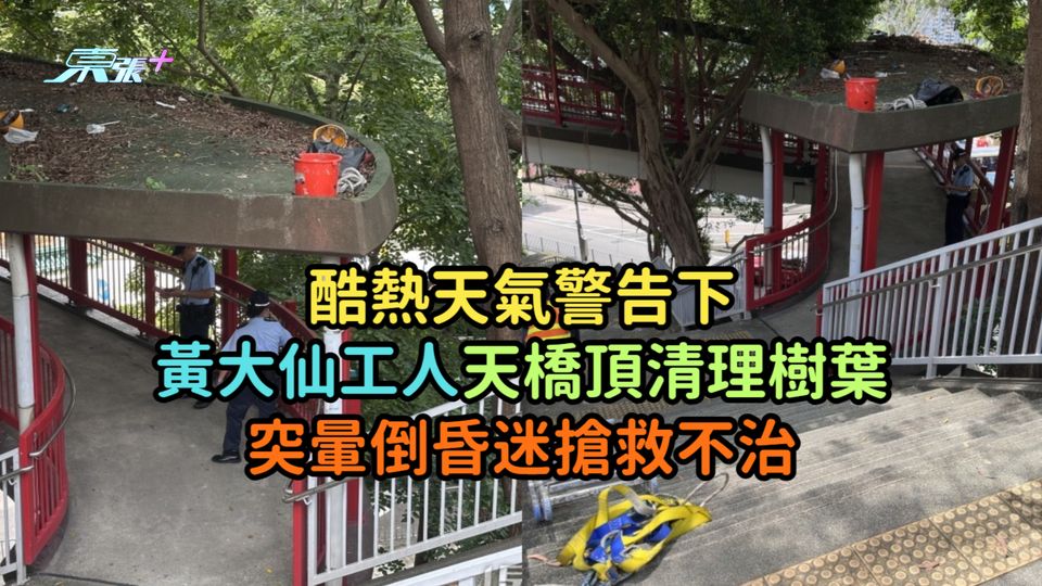 酷熱天氣警告下  黃大仙工人天橋頂清理樹葉突暈倒昏迷搶救不治