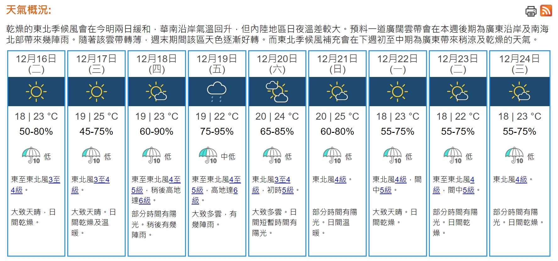 香港九天天氣預報｜香港天文台