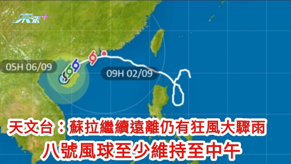颱風蘇拉｜天文台：蘇拉繼續遠離仍有狂風大驟雨  八號波至少維持至中午 