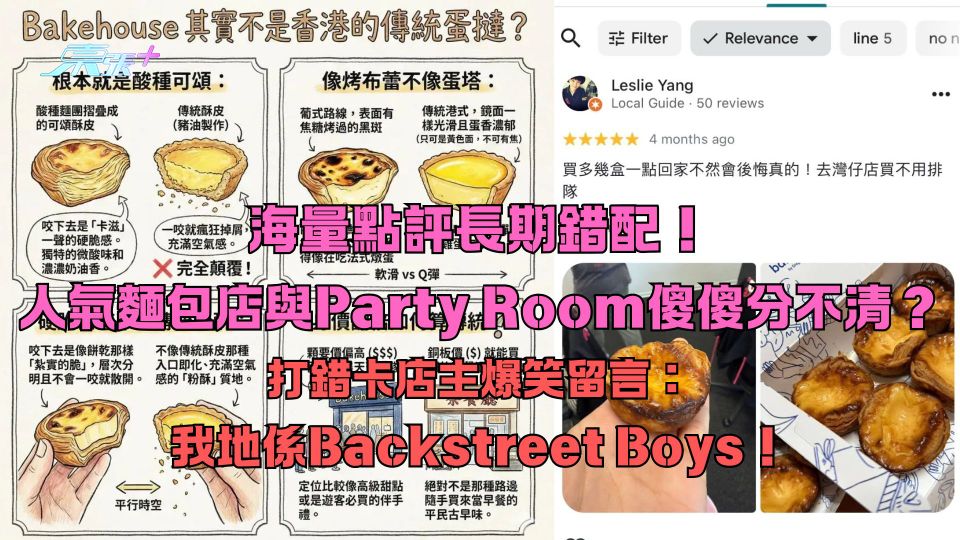 海量點評錯配！人氣麵包店與派對房傻傻分不清？打錯卡店主爆笑覆：我地係Backstreet boys