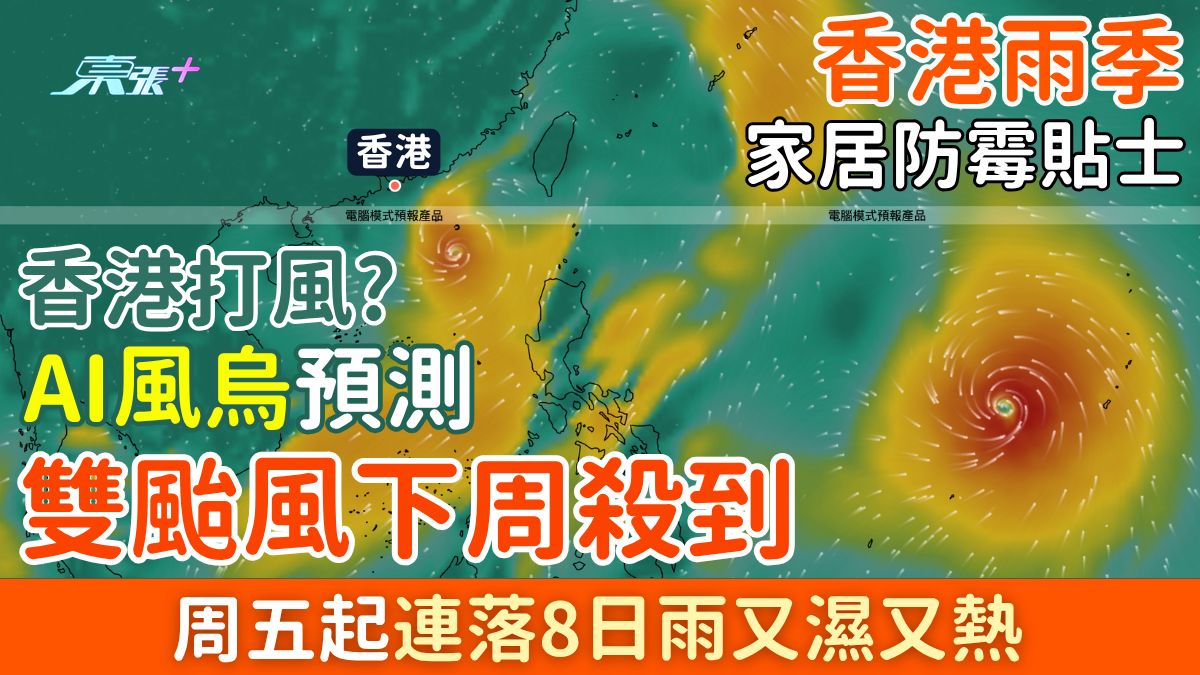香港打風？雨季家居防霉貼士｜AI預測雙颱風下周殺到！周五起連落8日雨又濕又熱