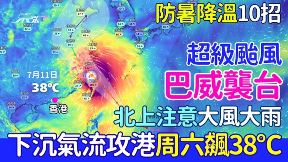 防暑降溫10招｜超強颱風巴威直撲華東！北上注意大風大雨，香港受下沉氣流影響周六酷熱飆38℃