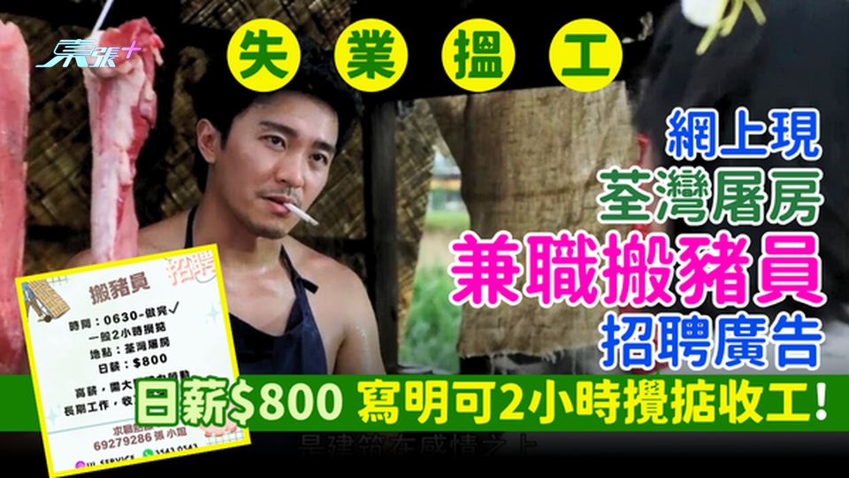 失業搵工｜網上現荃灣屠房兼職搬豬員招聘廣告 日薪$800 寫明可2小時攪掂收工！