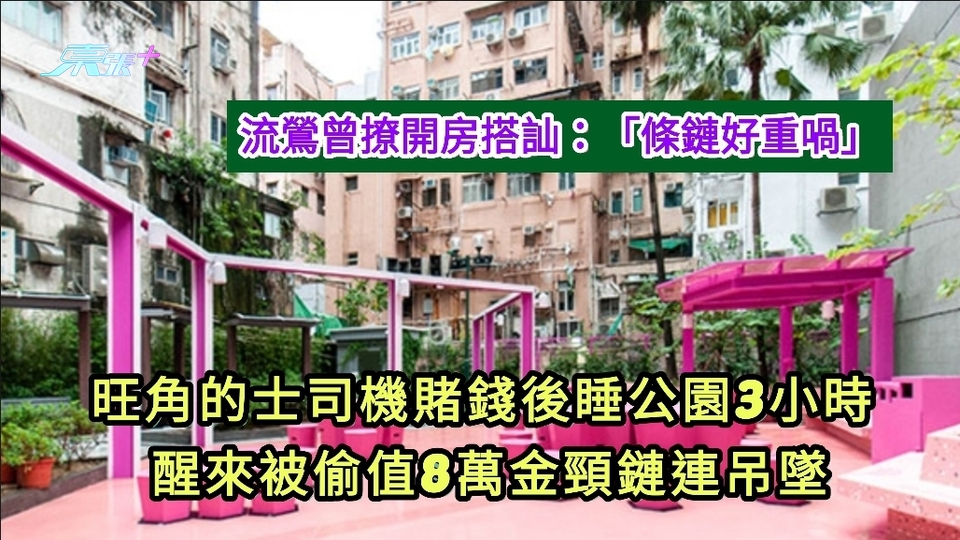 旺角的士司機賭錢後睡公園3小時 醒來被偷值8萬金頸鏈連吊墜