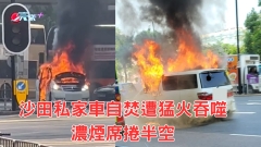 觀眾提供｜有片 沙田私家車自焚遭猛火吞噬 濃煙席捲半空