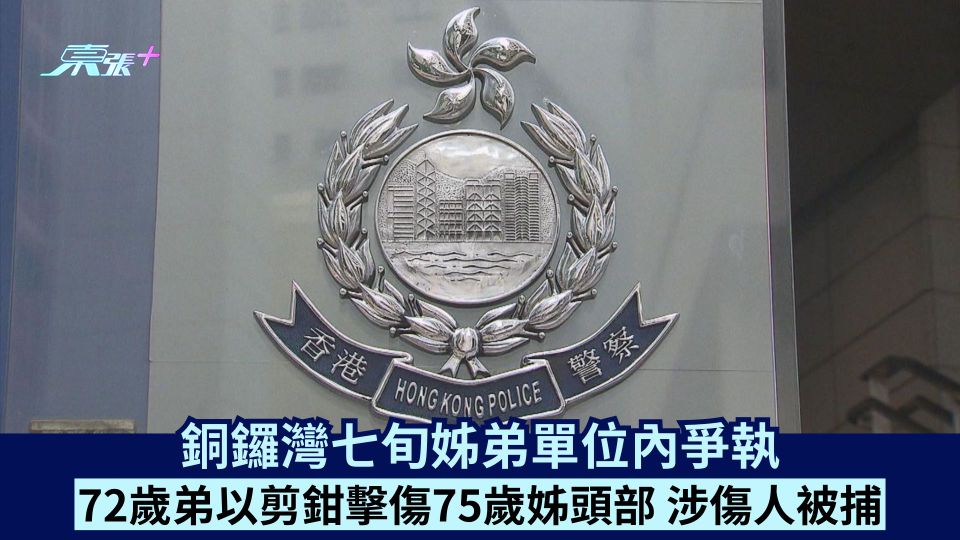 銅鑼灣七旬姊弟單位內爭執 72歲弟以剪鉗擊傷75歲姊頭部 涉傷人被捕