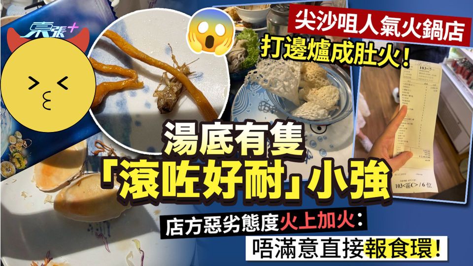 尖沙咀人氣火鍋店打邊爐成肚火！湯底有隻「滾咗好耐」小強  店方惡劣態度火上加火：唔滿意直接報食環
