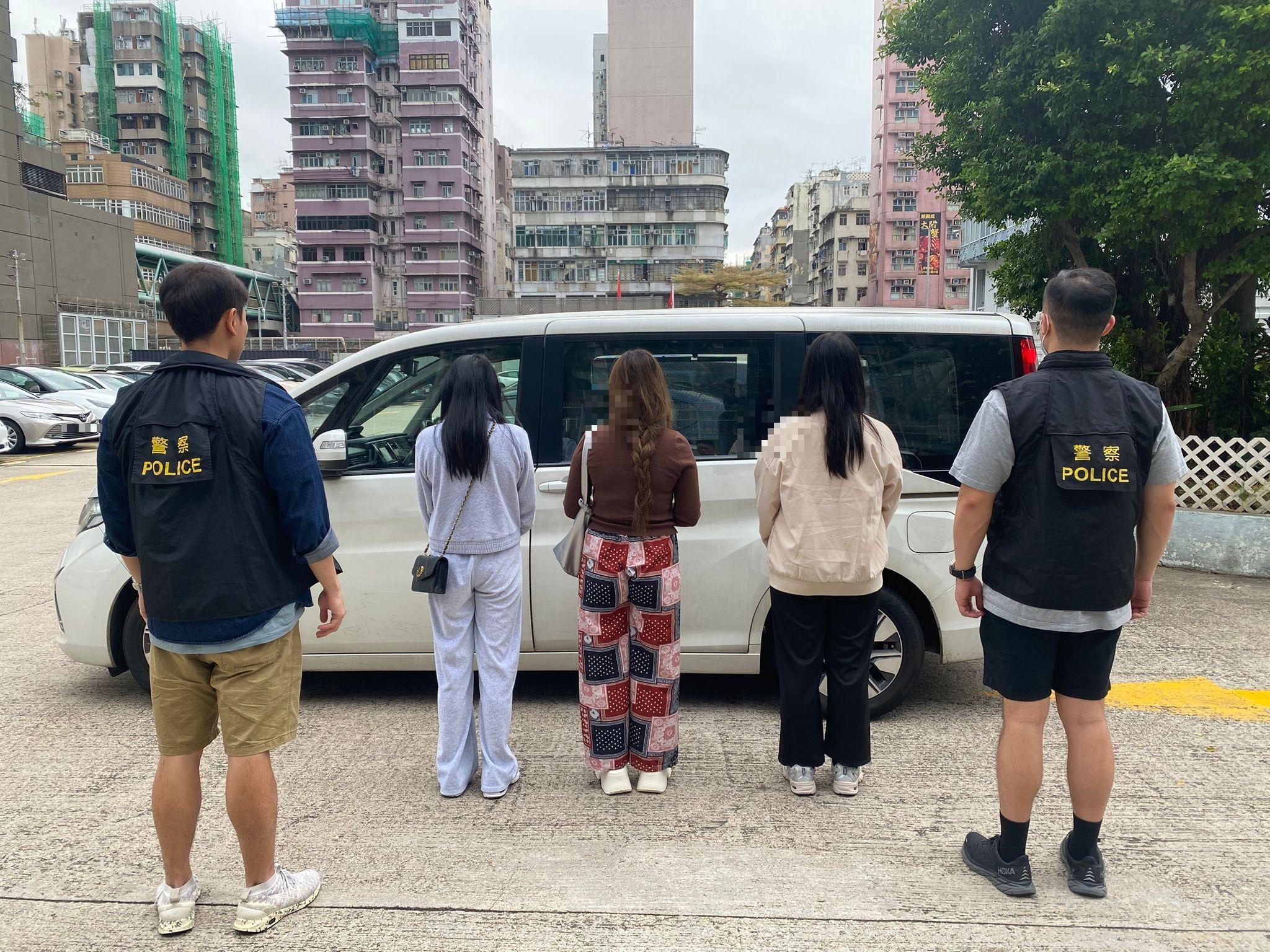 警方共拘捕3名年齡介乎30至34歲的泰國籍女子，涉嫌「違反逗留條件」。 （警方圖片）