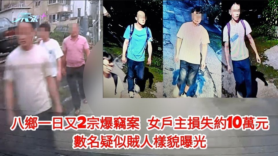 元朗八鄉一日又2宗爆竊案女戶主 損失約10萬元 數名疑似賊人樣貌曝光