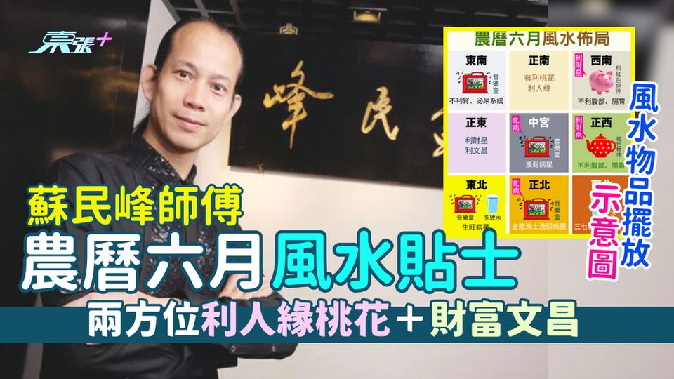 蘇民峰師傅農曆六月風水貼士 兩方位利人緣桃花＋財富文昌/簡單擺設化病利財