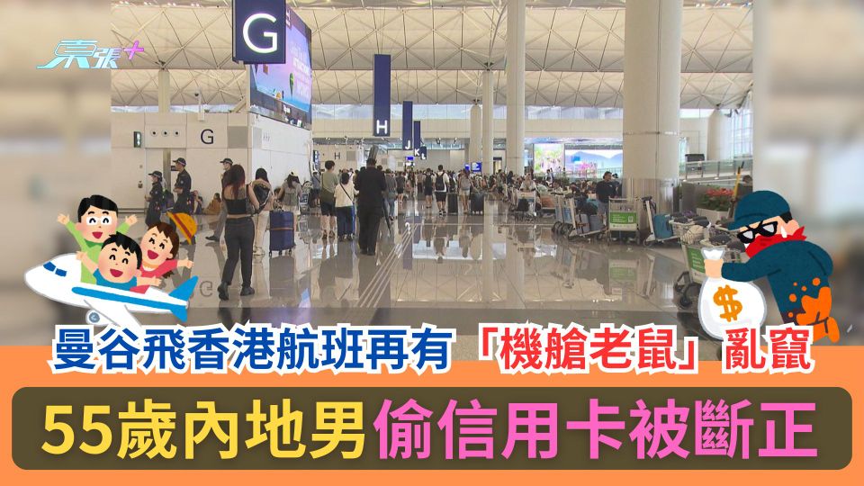 曼谷飛香港航班再有「機艙老鼠」亂竄　55歲內地男偷信用卡被斷正