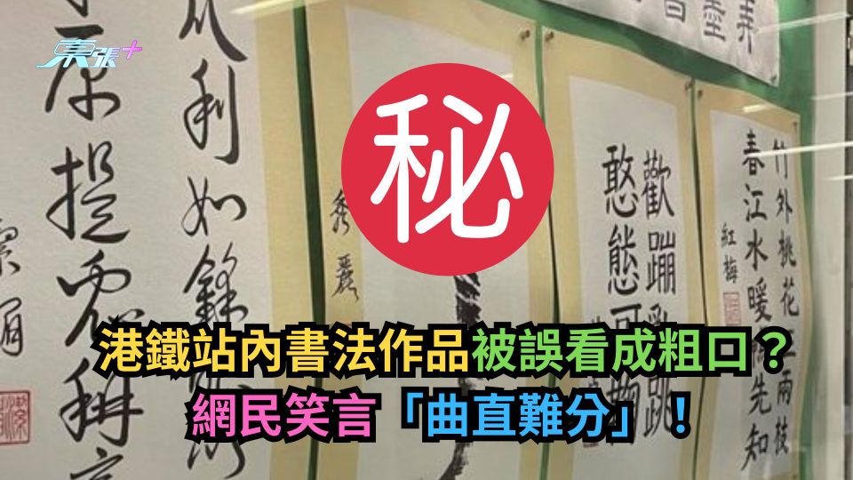 有圖｜港鐵站內書法作品被誤看成粗口？網民笑言「曲直難分」！
