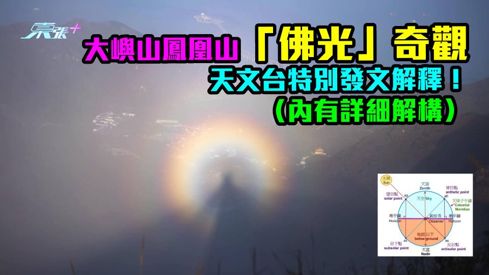  大嶼山鳳凰山拍到「佛光」奇觀　天文台特別發文解釋！（內有詳細解構）