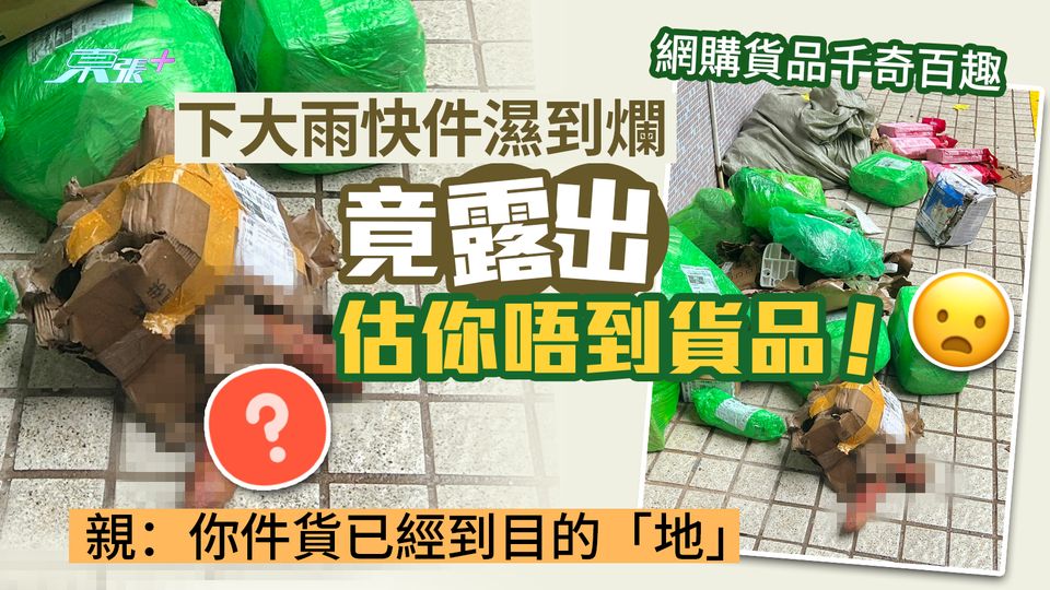 網購貨品千奇百趣  大雨下快件濕到爛竟露出估你唔到貨品！親：你件貨已經到目的「地」