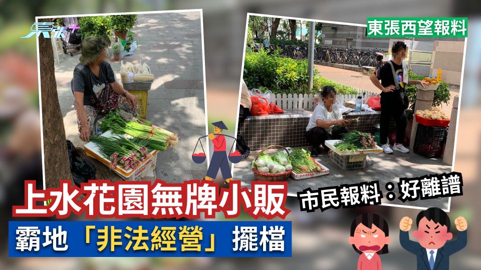 東張西望報料｜上水花園無牌小販霸地「非法經營」擺檔　市民報料：好離譜