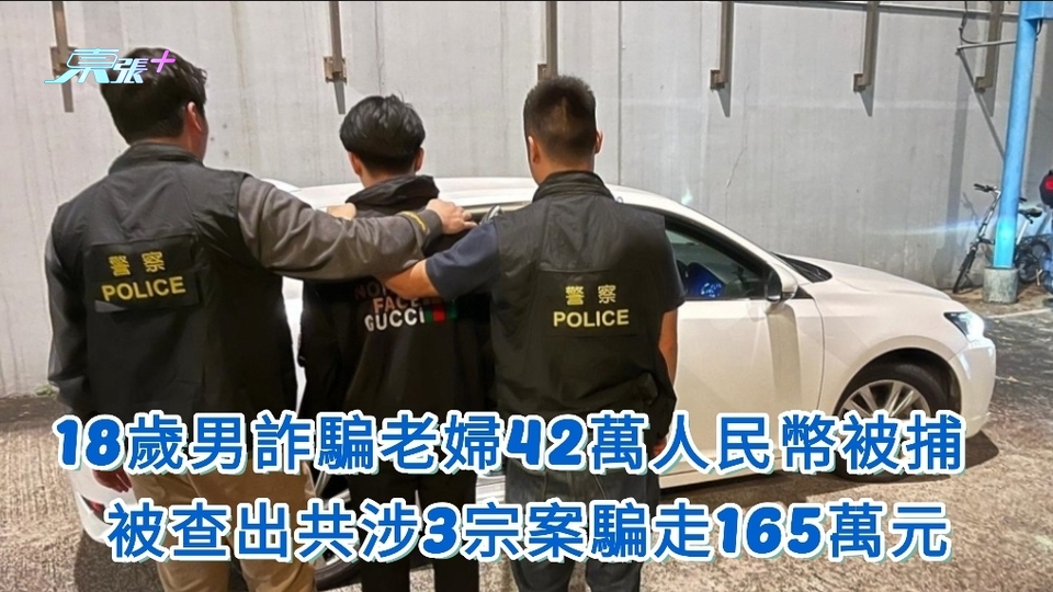 18歲男詐騙老婦42萬人民幣被捕  被查出涉3宗案共騙款165萬元