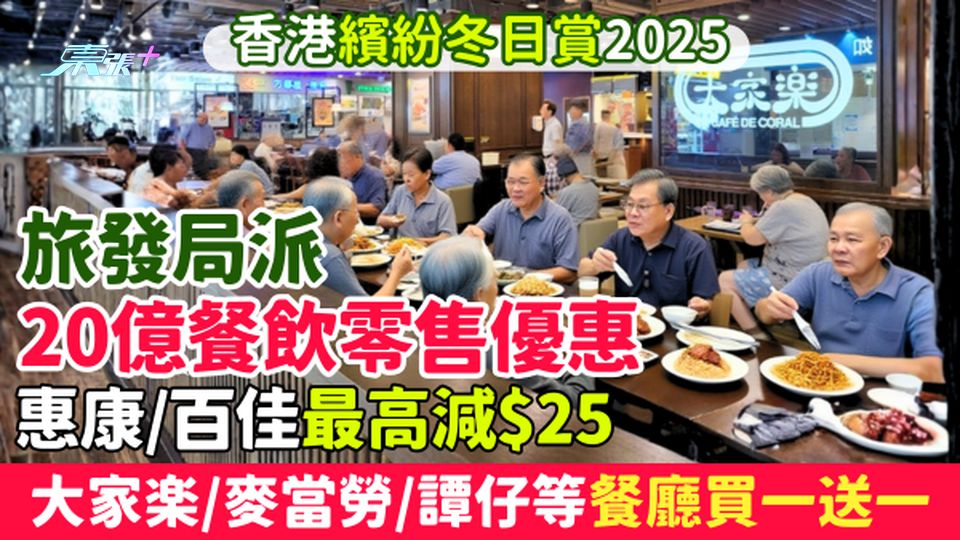 香港繽紛冬日賞2025｜旅發局派20億餐飲零售優惠！惠康百減最高$25、大家樂/麥當勞/譚仔買一送一