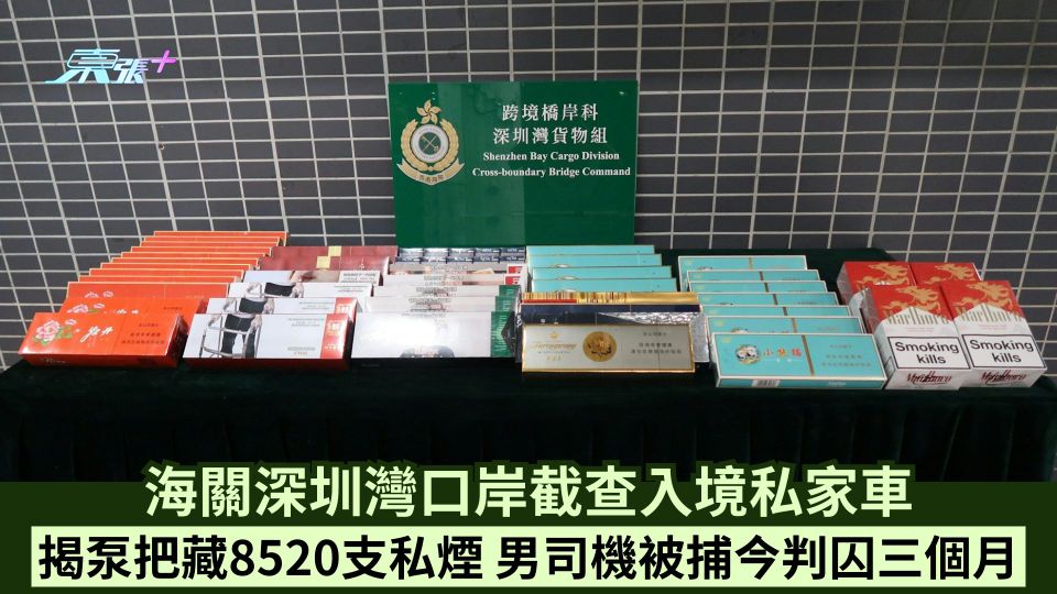 海關深圳灣口岸截查入境私家車 揭泵把藏8520支私煙 男司機被捕今判囚三個月