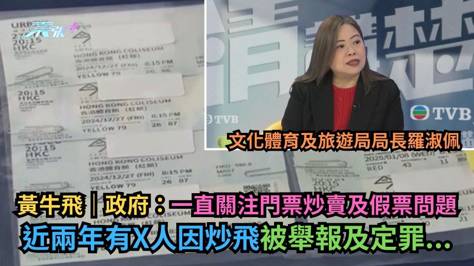 黃牛飛｜政府：一直關注門票炒賣及假票問題　近兩年有X人炒飛被舉報定罪...