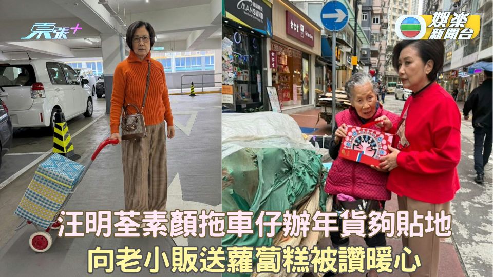 汪明荃素顏拖車仔辦年貨夠貼地 向老小販送蘿蔔糕被讚暖心