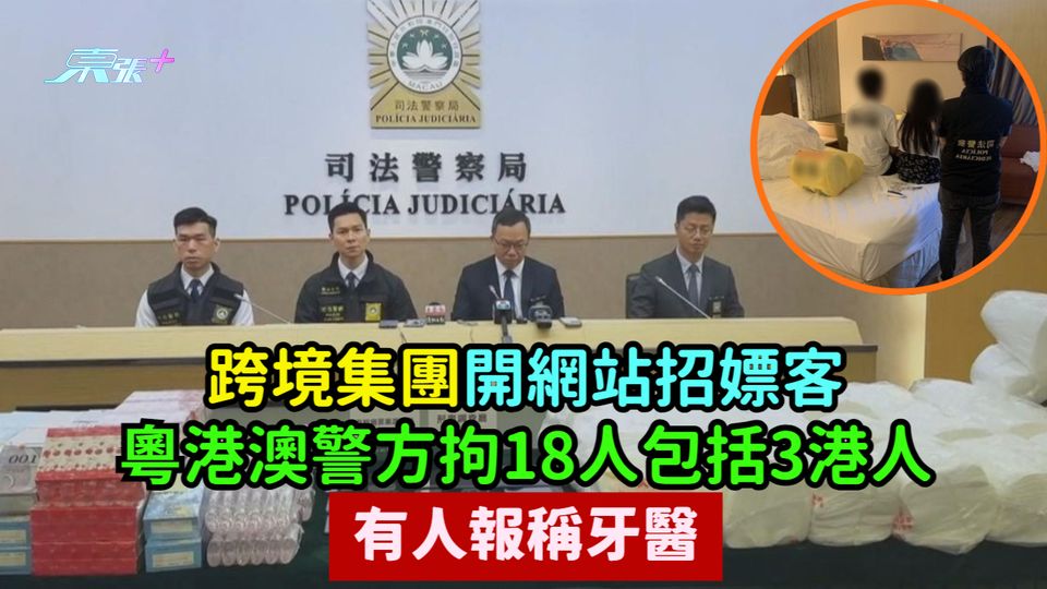 跨境集團開網站招嫖客  粵港澳警方拘18人包括3港人有人報稱牙醫