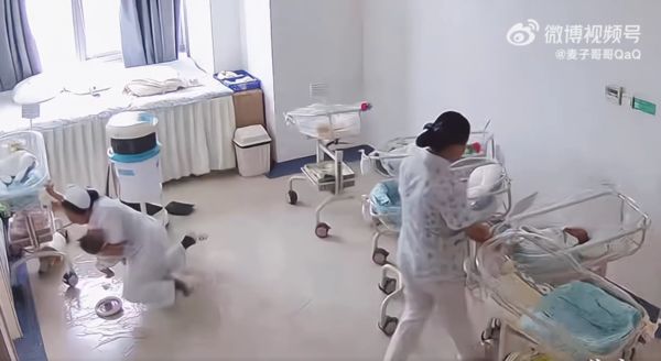 ▲緬甸發生規模8.2強震，鄰近的雲南也劇烈搖晃，2名護理師堅守崗位守護寶寶。（圖／翻攝自微薄）