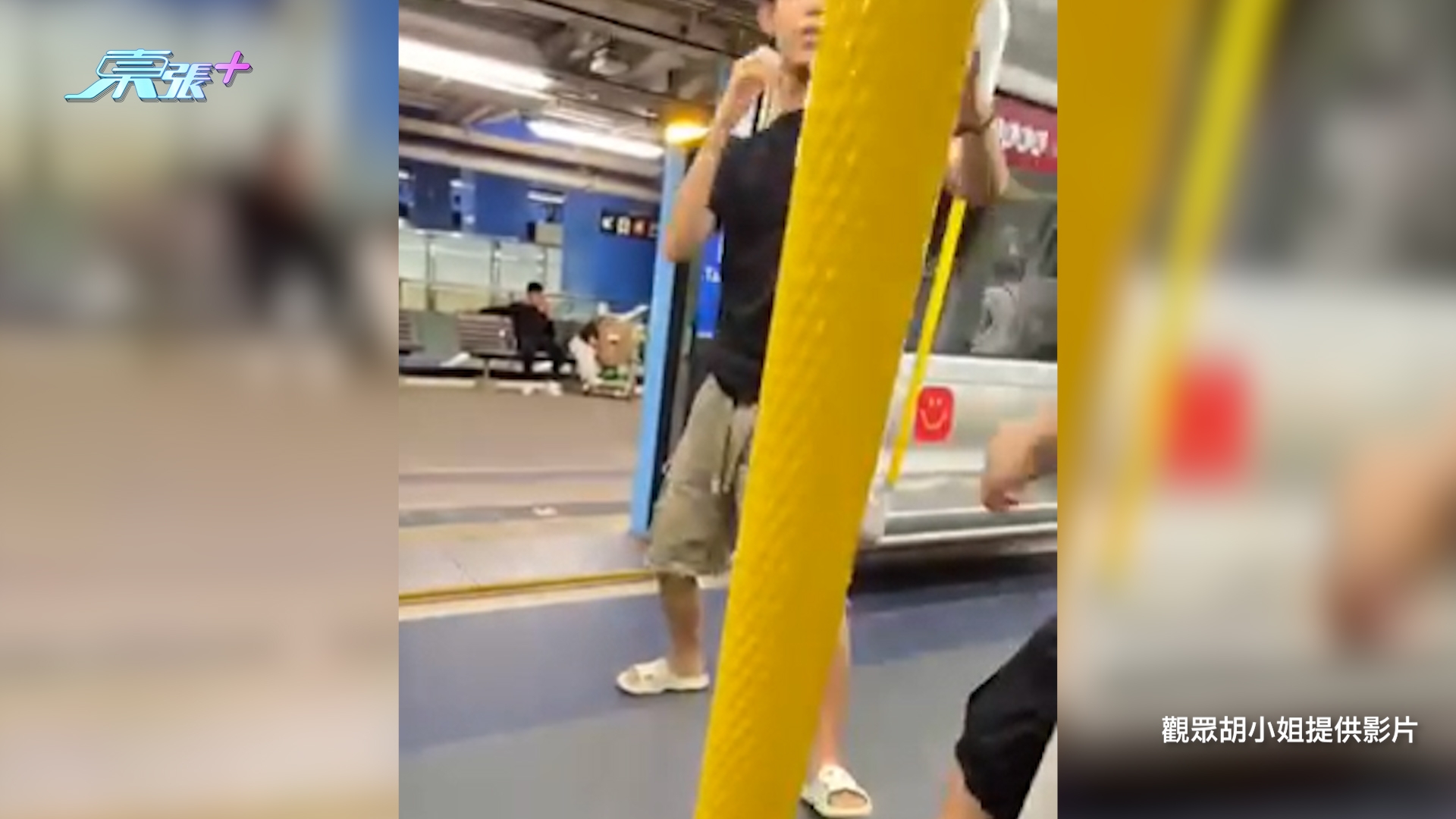 東張西望報料｜東鐵車廂變「練武場」　兩男一路切磋至九龍塘　乘客：真係好影響 （觀眾胡小姐提供影片截圖）