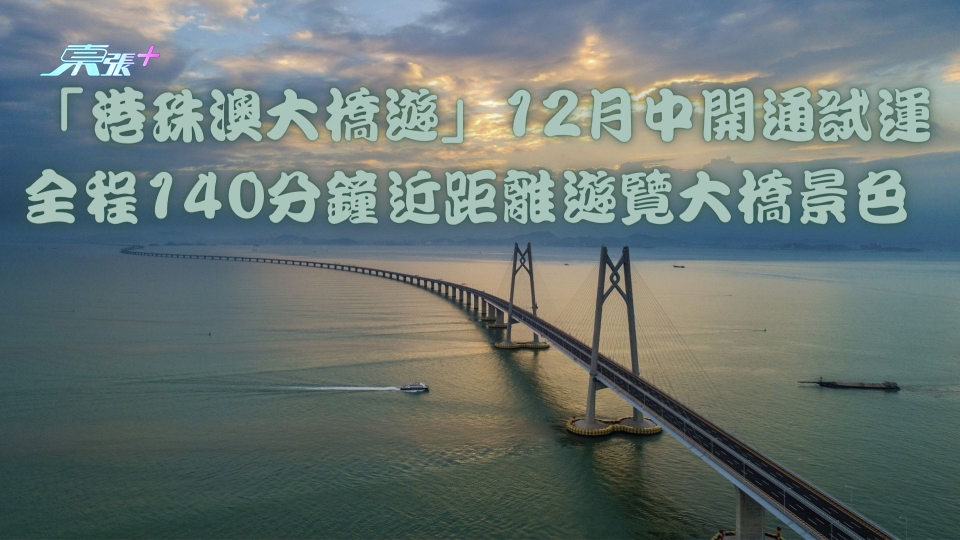 「港珠澳大橋遊」12月中開通試運 全程約140分鐘近距離遊覽大橋景色 