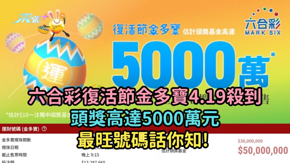六合彩復活節金多寶4.19殺到  頭獎高達5000萬元最旺號碼話你知!