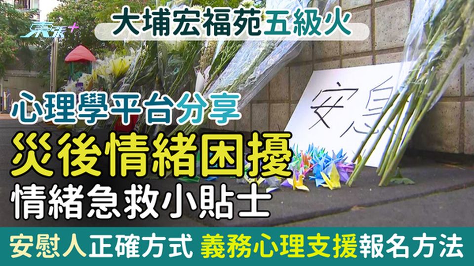 大埔宏福苑五級火｜災後情緒困擾情緒急救小貼士+安慰人正確方式 心理學平台「樹洞香港」分享 