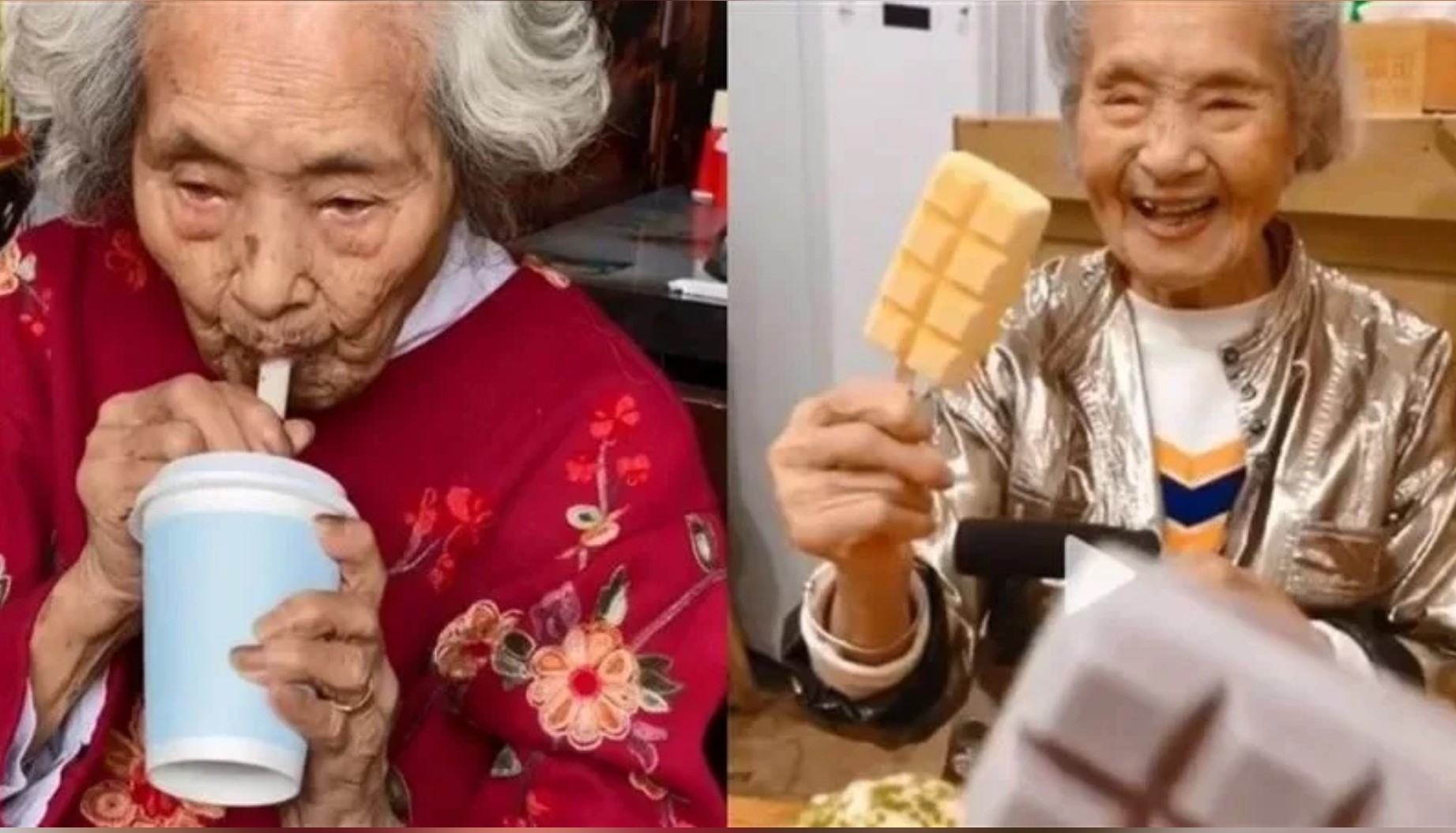 愛吃美食的喻澤琴被網民稱為「吃貨奶奶」。網絡圖片