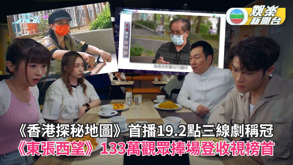 TVB收視丨《香港探秘地圖》首播19.2點三線劇稱冠 《東張西望》133萬觀眾捧場登收視榜首