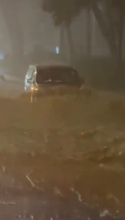 暴雨｜大埔路面積水嚴重　私家車險變潛艇　周六晚錄每小時100毫米雨量