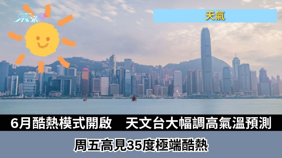 天氣｜6月酷熱模式開啟　天文台大幅調高氣溫預測　周五高見35度極端酷熱