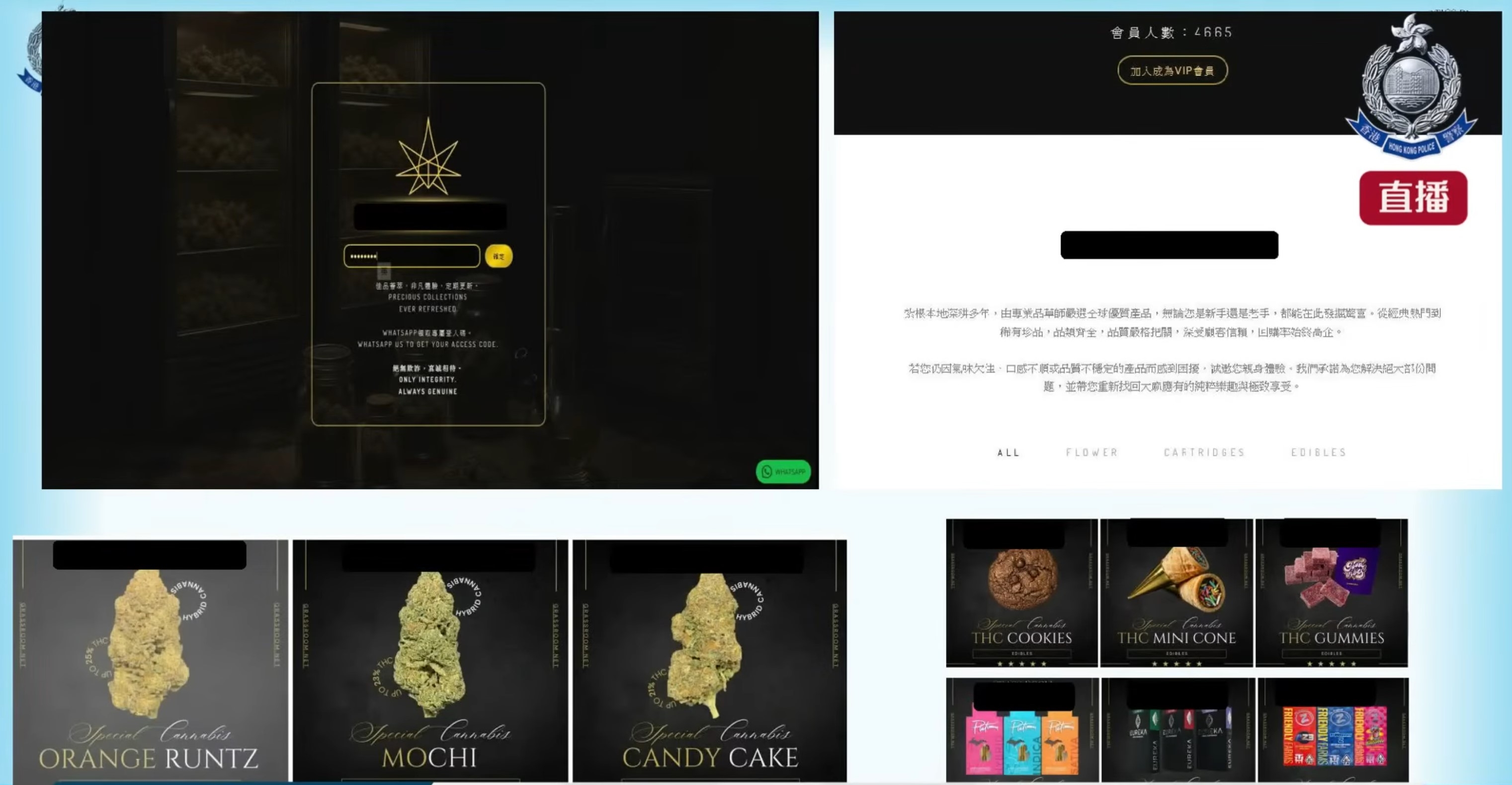 販毒集團利用網上平台販賣大麻。（警方YouTube直播截圖）