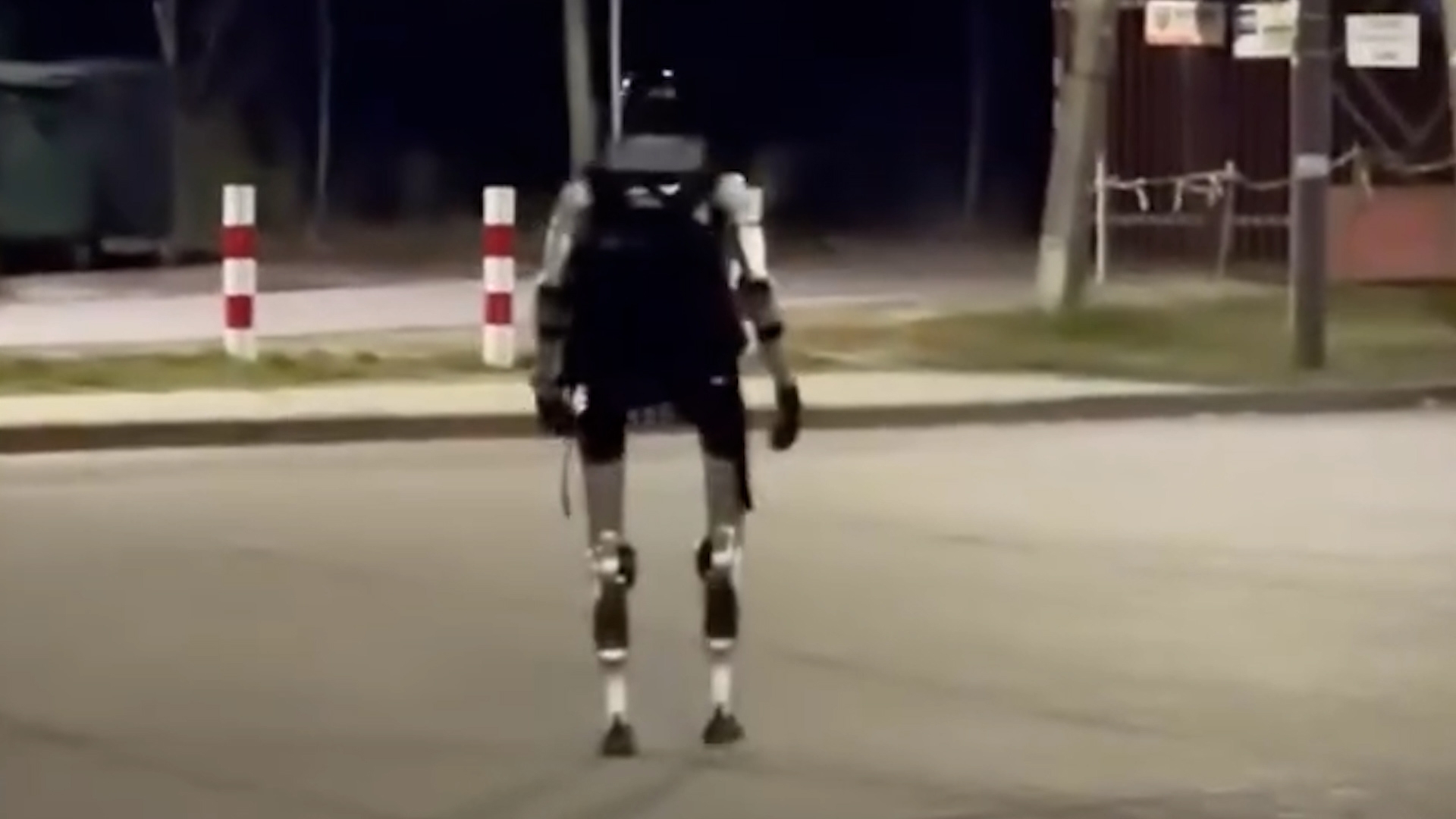 夜間街頭出現「人形機械人」追趕野豬　3小豬慌忙奔跑　原來由中國企業研發？