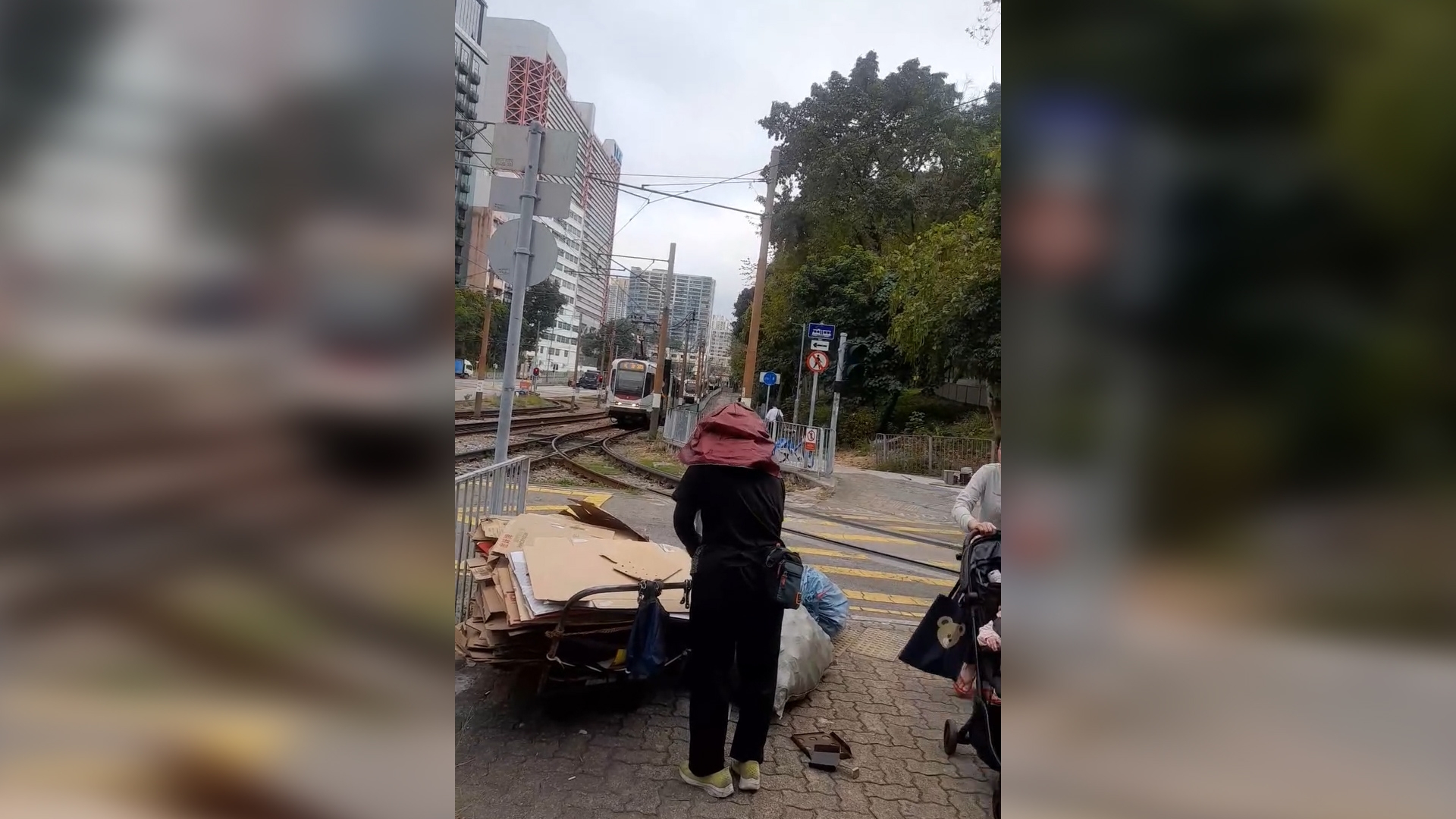 東張西望報料｜屯門紙皮婆婆過馬路跌晒紙皮落地　輕鐵車長出手協助「好有愛」