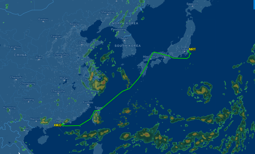 由香港飛往仙台的「UO890」航班改降東京成田機場。