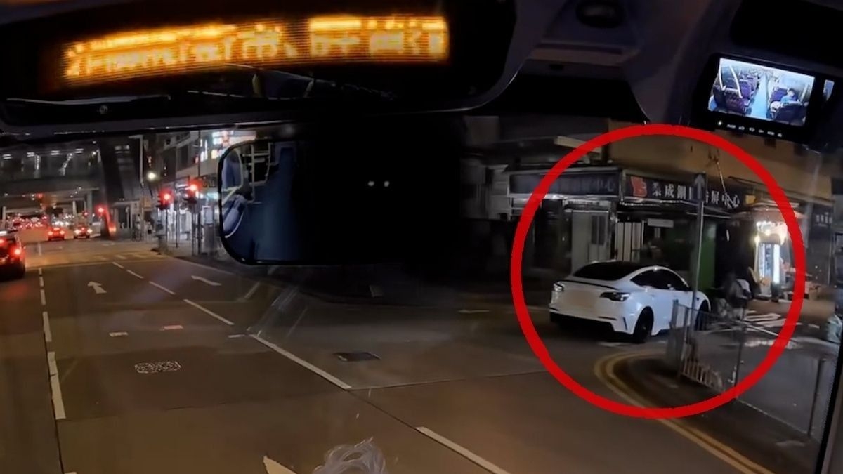 懷疑收掣不及撞飛一名途人。Tesla男司機隨即下車了解情況。