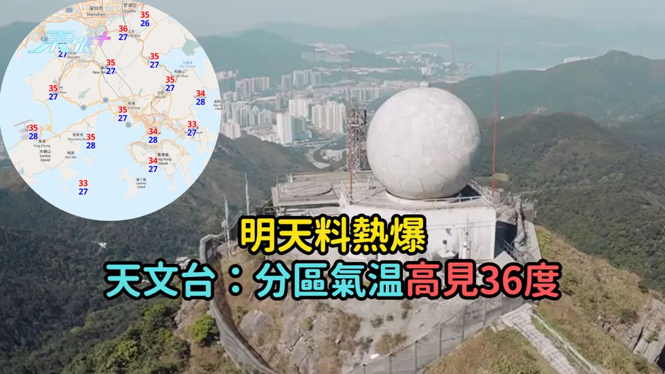 明天料熱爆  天文台：分區氣温高見36度