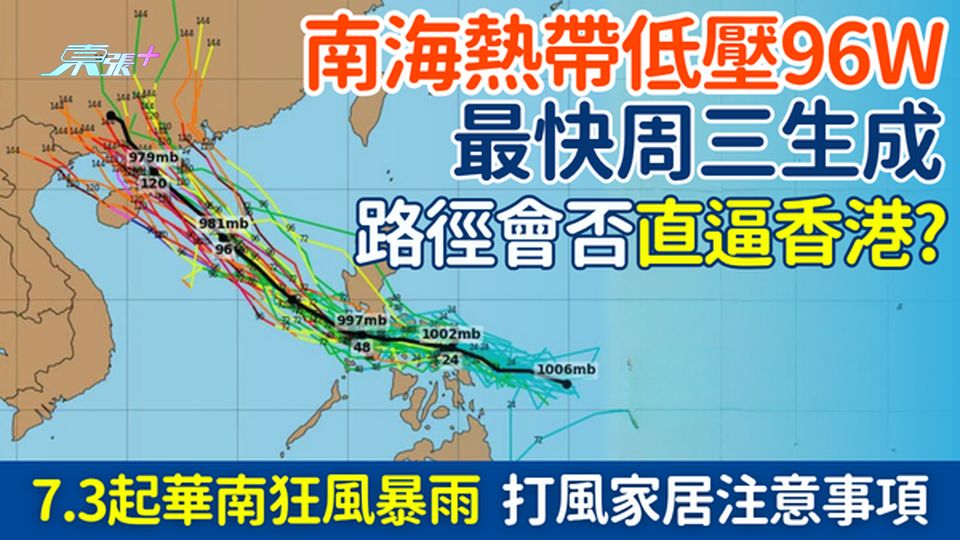 香港打風｜南海熱帶低壓96W最快周三生成！路徑會否直逼香港？家居防風10大貼士