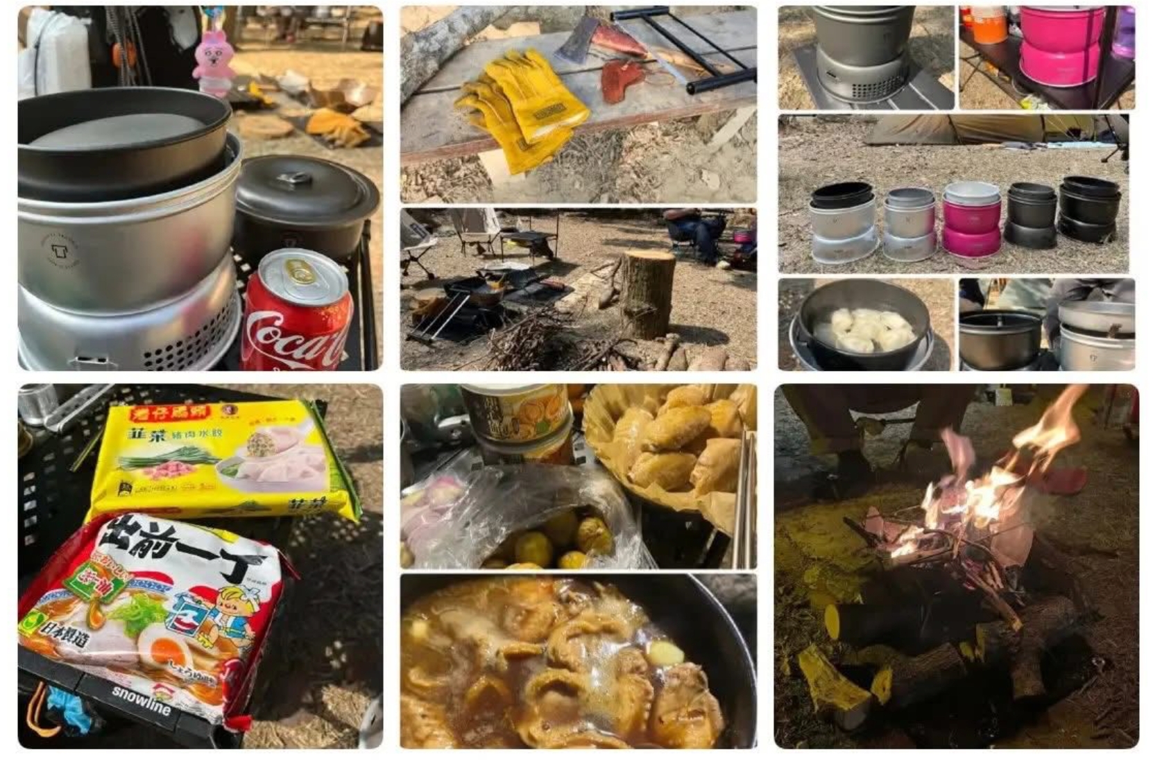 東張西望報料｜內地旅客露營疑伐木生火煮食　帶齊工具營地煮鮑魚 （微博圖片）