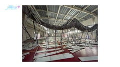 台灣地震  桃園八德運動中心羽毛球場天花板被震塌挨轟「豆腐渣」 