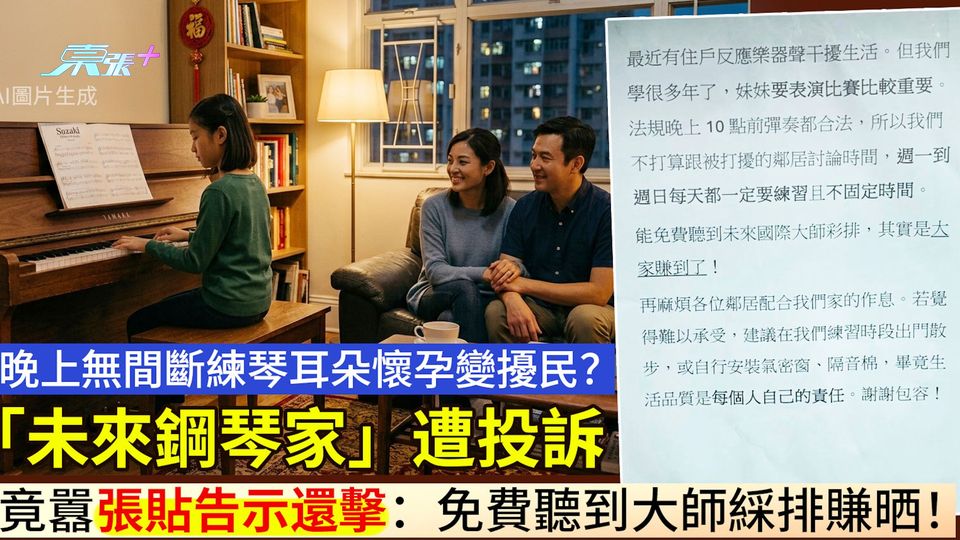 晚上無間斷練樂器耳朵懷孕變擾民？「未來國際大師」遭投訴竟囂張貼告示還擊：免費聽到大師綵排賺晒！